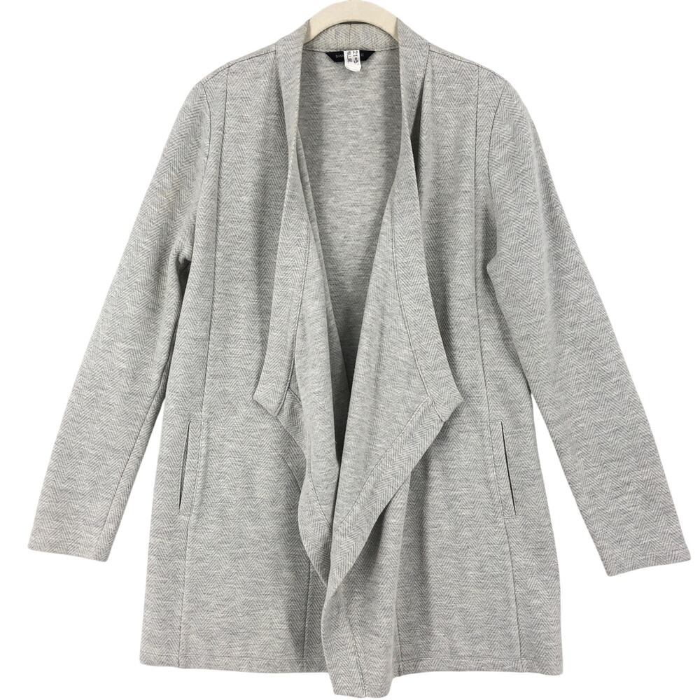 Banana Republic Shacket Sweater Womens XS Gray Long Sleeve Pockets Waterfall